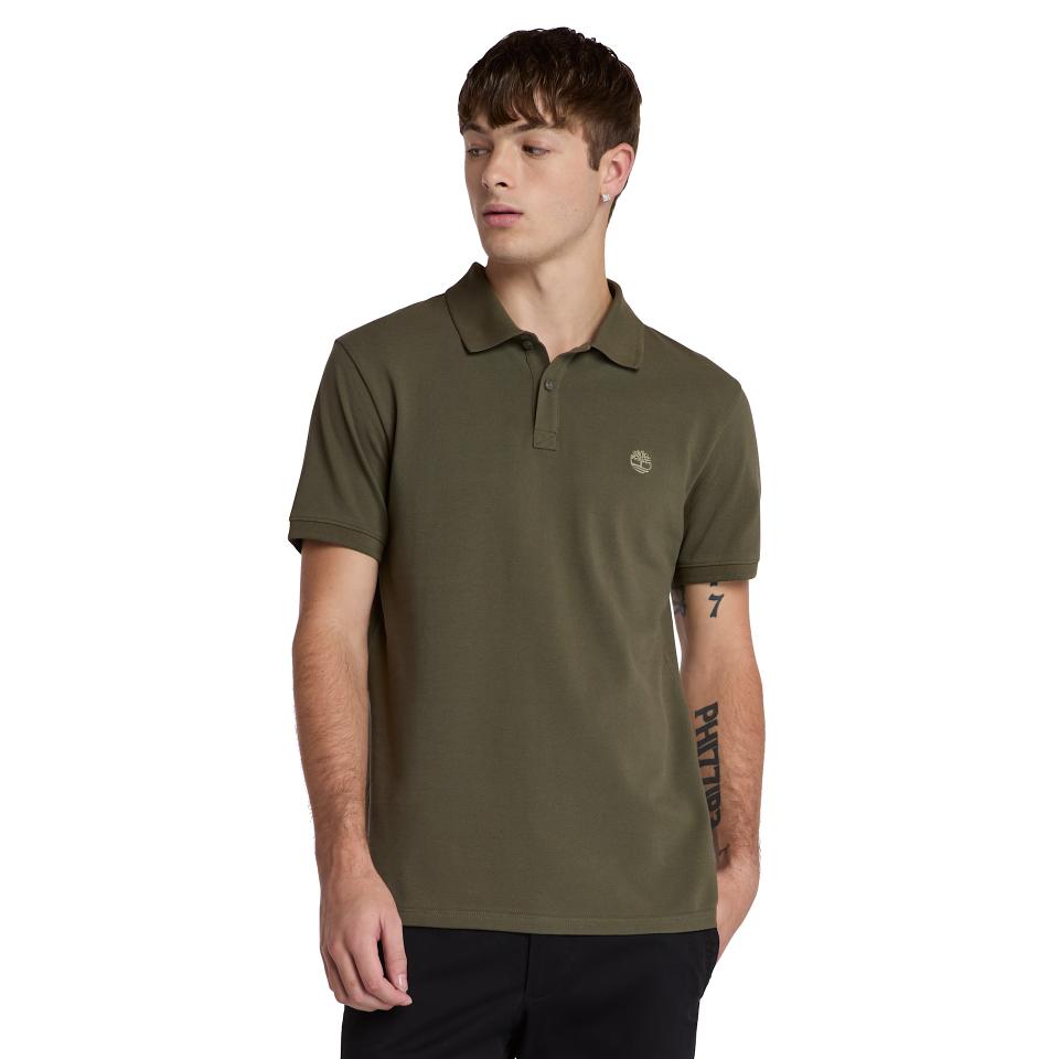 Oyster River Chest Logo Ss Polo (Slim) Leaf Green-Cassel Earth