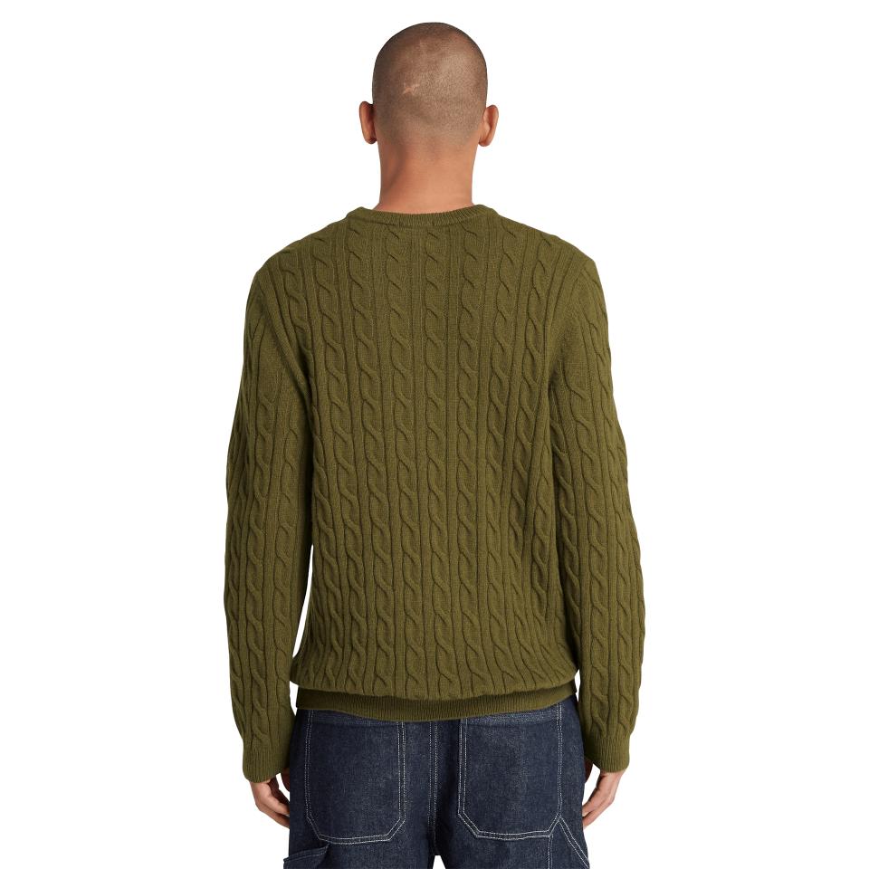 Phillips Brook Cable Crew Neck Sweater Dark Olive