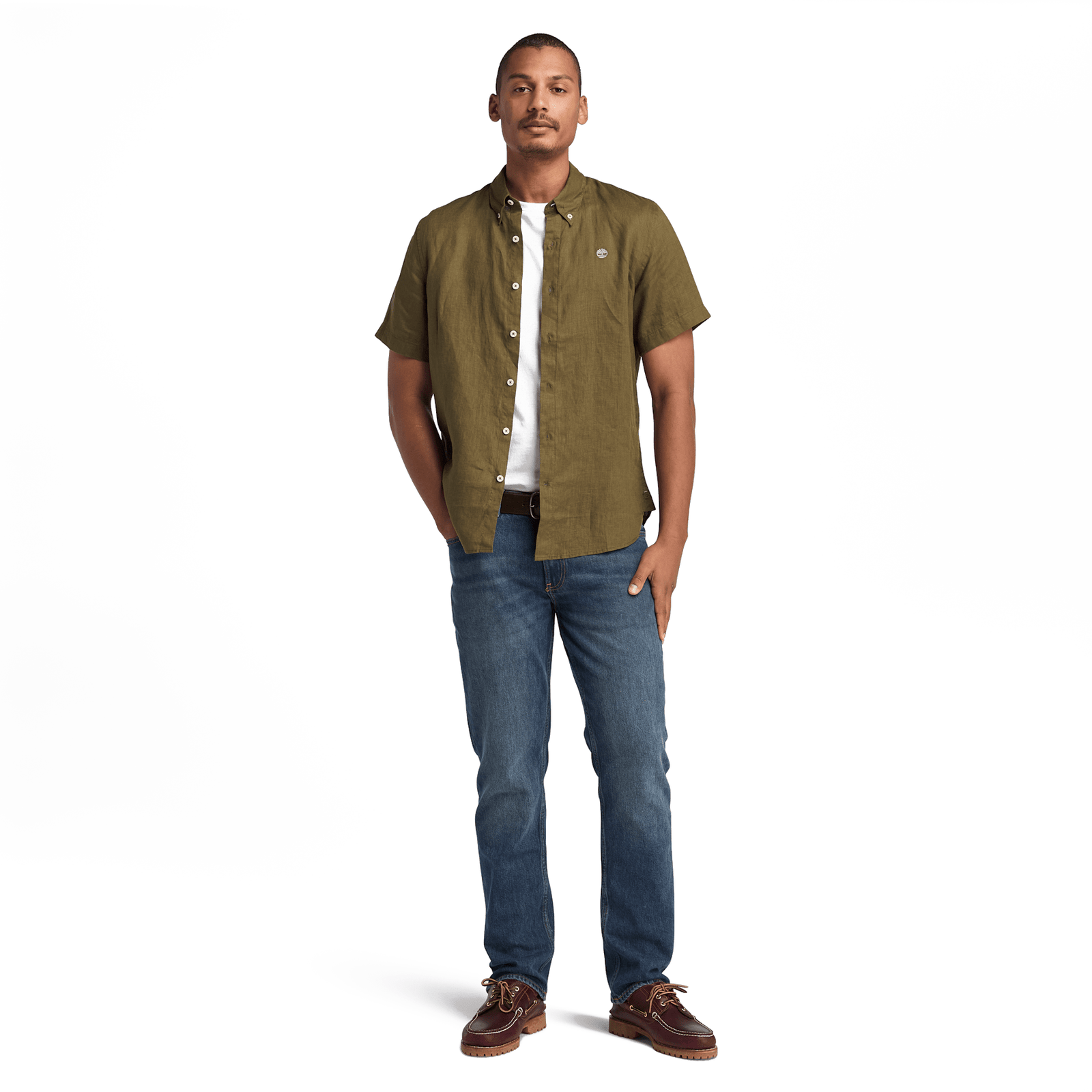 Mill Brook Linen Short Sleeve Shirt Leaf Green