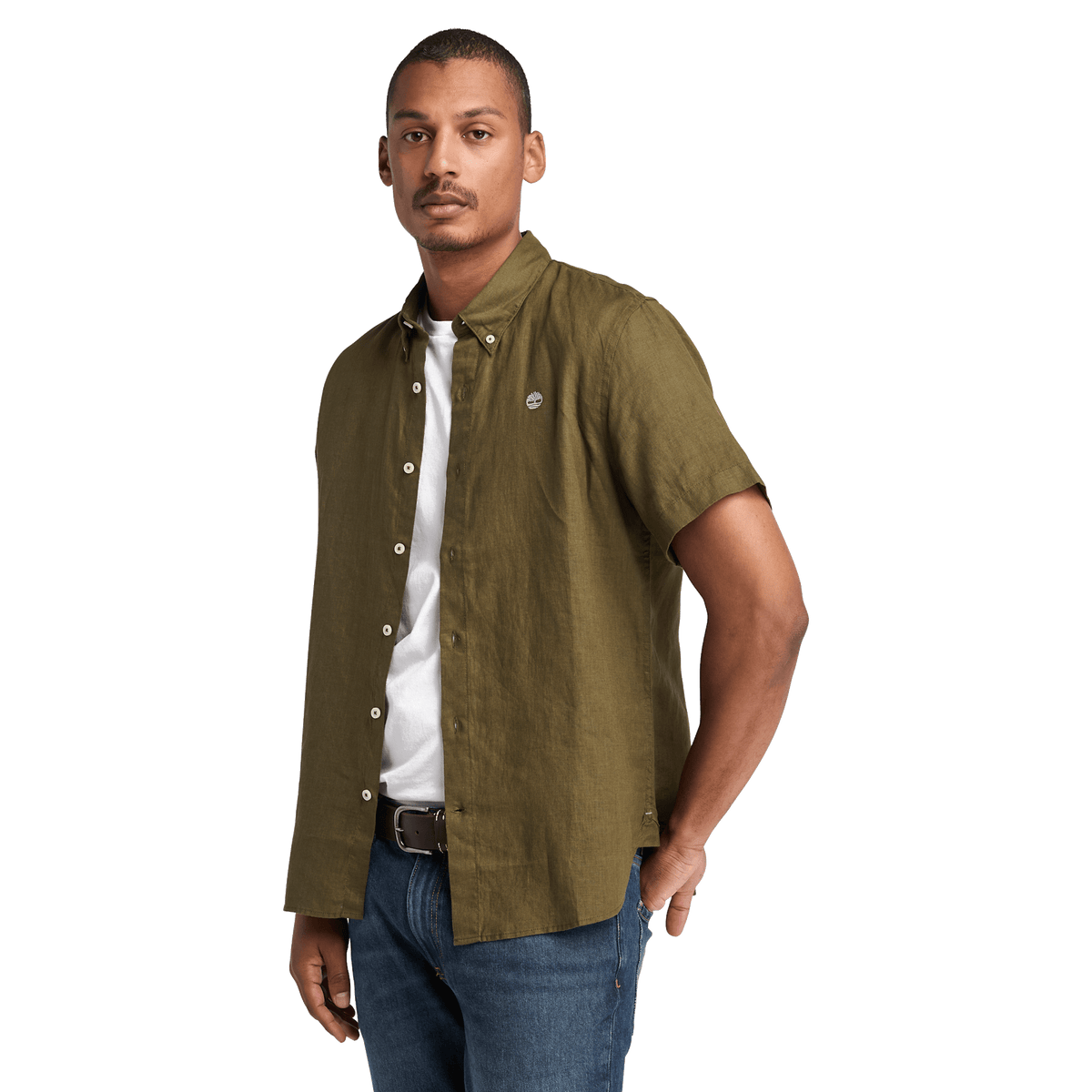 Mill Brook Linen Short Sleeve Shirt Leaf Green