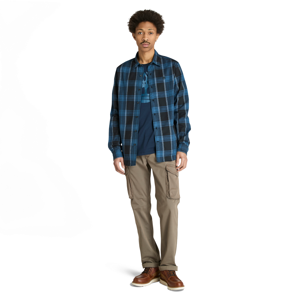 Herringbone Flannel Check Shirt BLACK YD