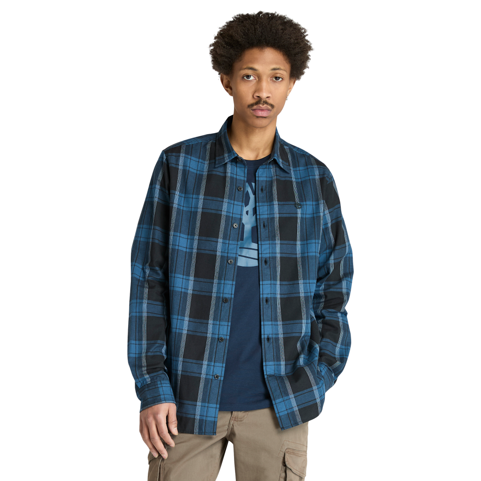 Herringbone Flannel Check Shirt BLACK YD