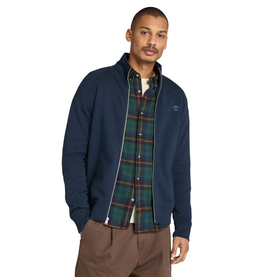 Exeter River Brushed Back Full Zip Funnel Neck Dark Sapphire