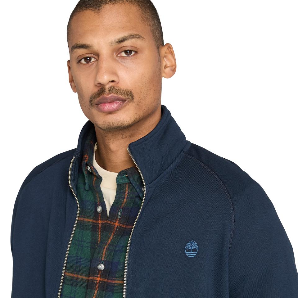 Exeter River Brushed Back Full Zip Funnel Neck Dark Sapphire