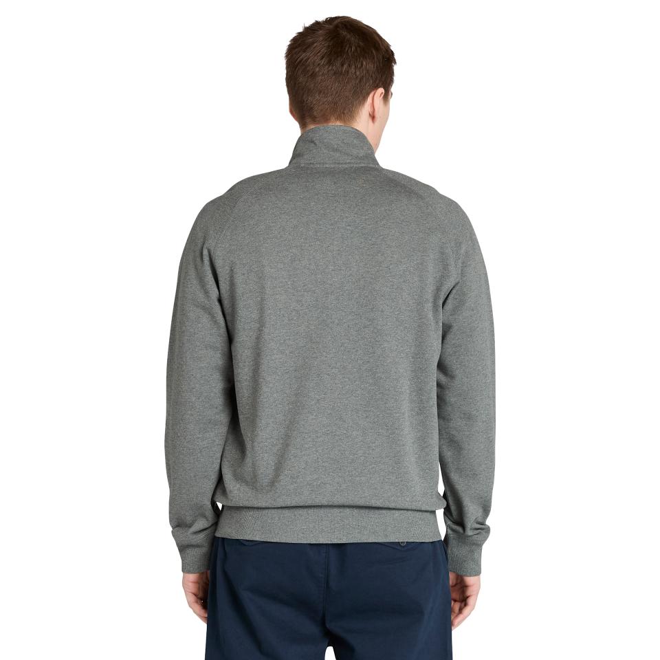 Exeter River Brushed Back Full Zip Funnel Neck Dark Grey Heather