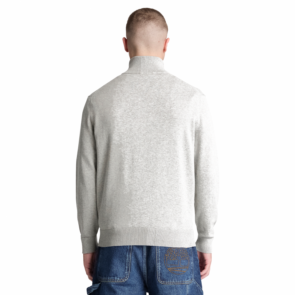 Oyster River Cotton 1/4 Zip Sweater Medium Grey Heather