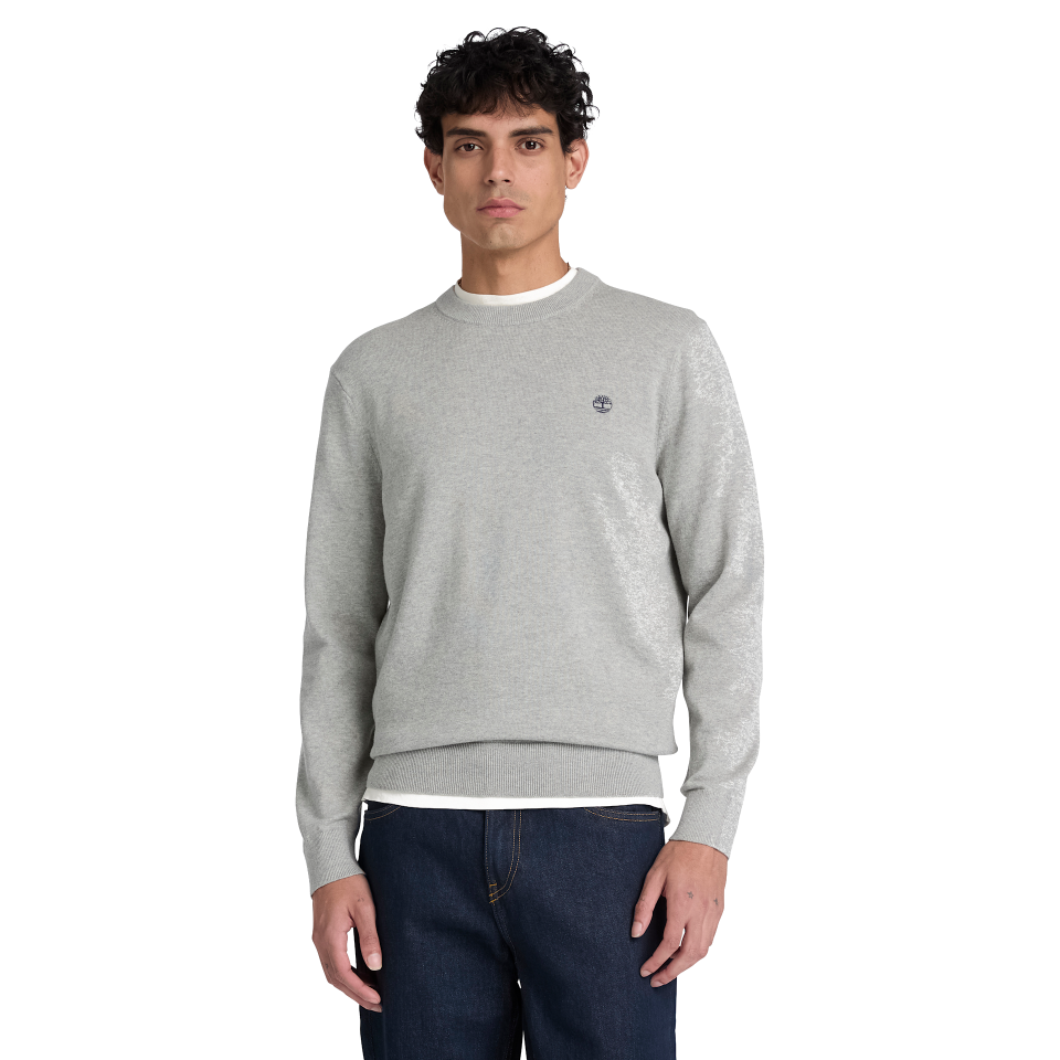 Oyster River Cotton Crewneck Sweater Medium Grey Heather