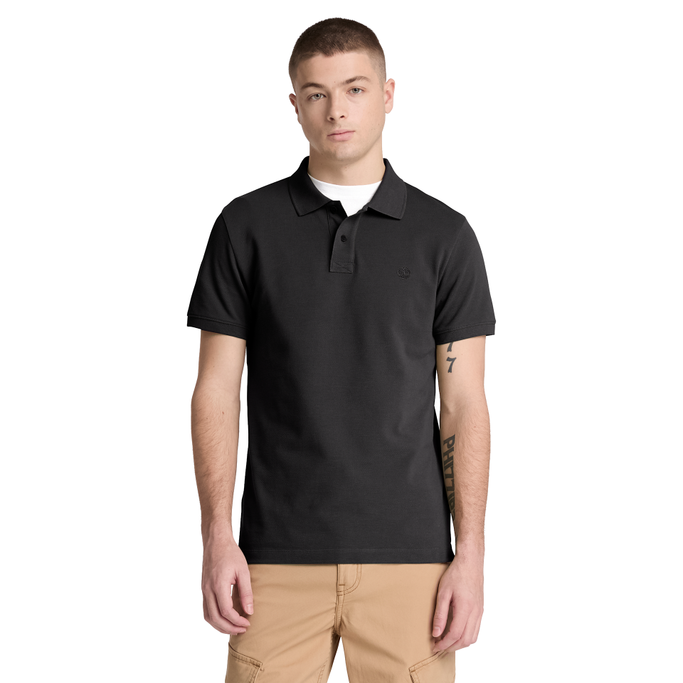 Oyster River Chest Logo Ss Polo (Slim) Black