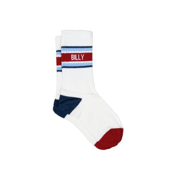 Retro sokken van gekamd katoen - Wit, rood en blauw gestreept