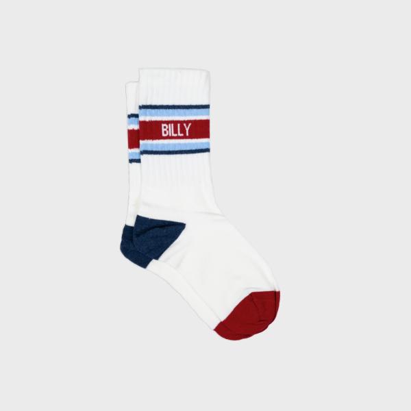 Retro sokken van gekamd katoen - Wit, rood en blauw gestreept