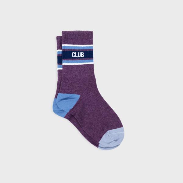 Retro sokken van gekamd katoen - Paars, blauw en wit gestreept