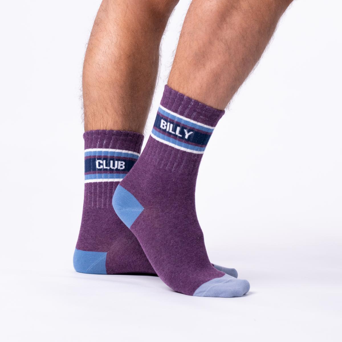 Retro sokken van gekamd katoen - Paars, blauw en wit gestreept