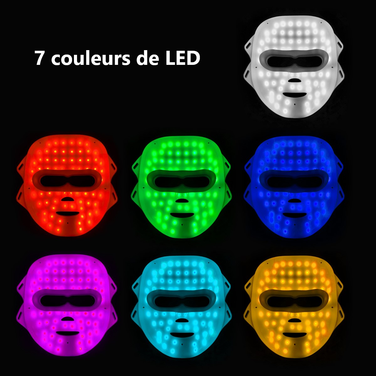 Led Gezichtsmasker Lichttherapie 7 Kleuren - Wit