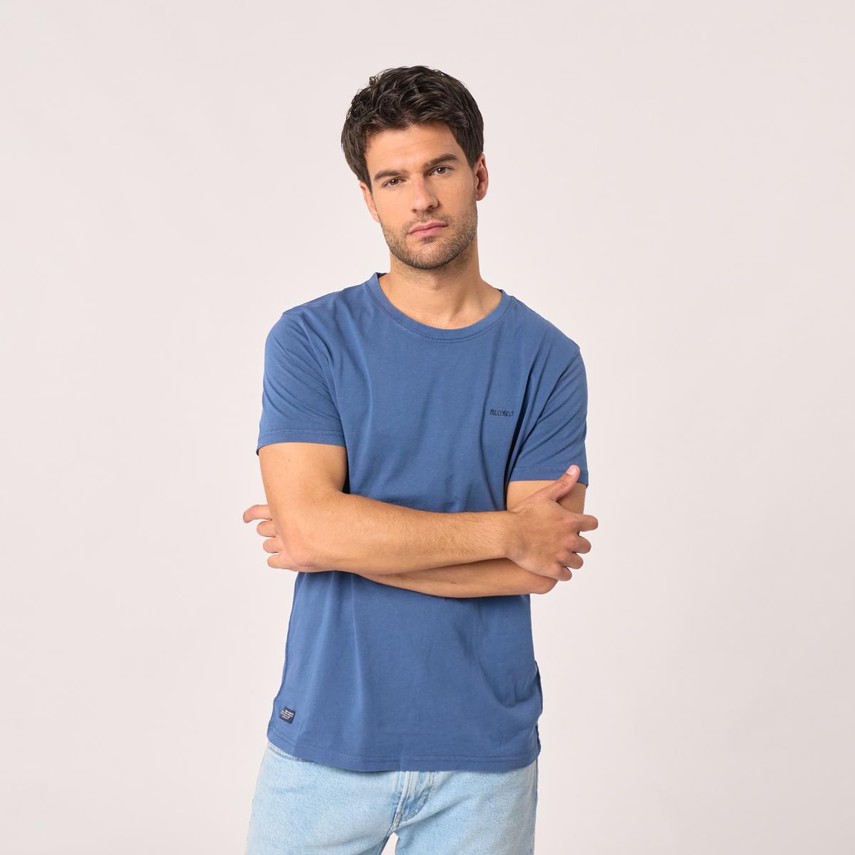 T-shirt van 100% biologisch katoen garment dye - Marineblauw