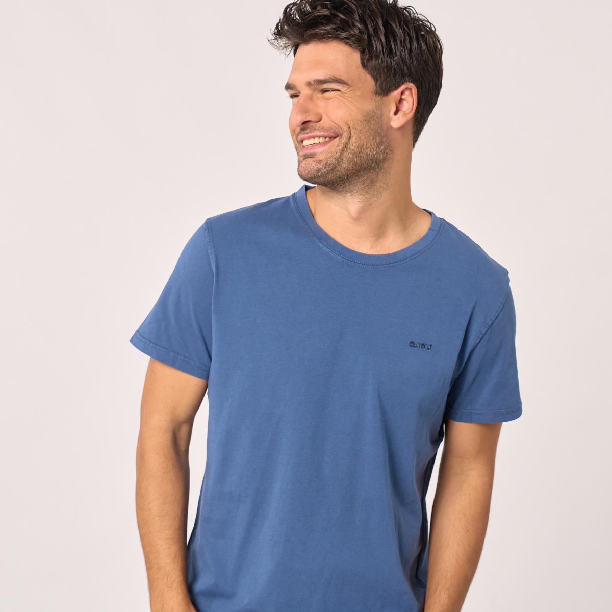 T-shirt van 100% biologisch katoen garment dye - Marineblauw