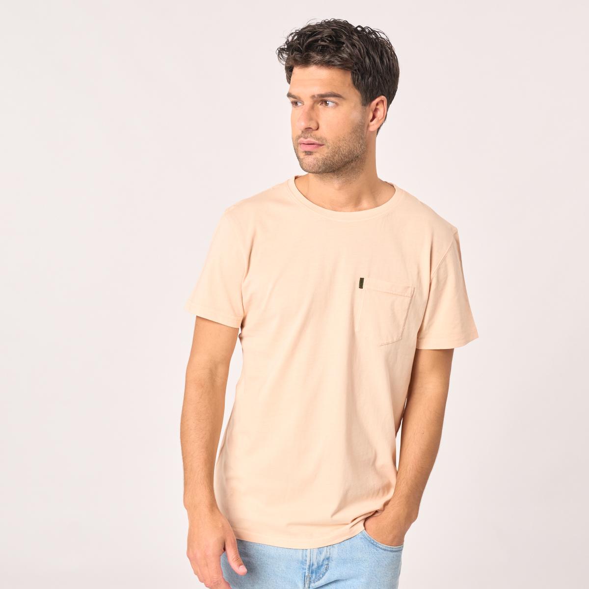 T-shirt van 100% biologisch katoen garment dye - Roze