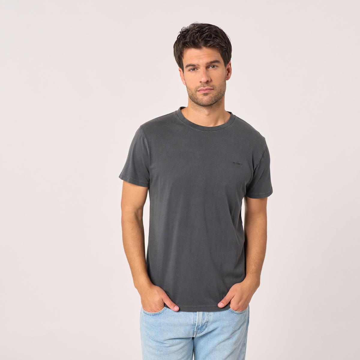 T-shirt van 100% biologisch katoen garment dye - Grijs