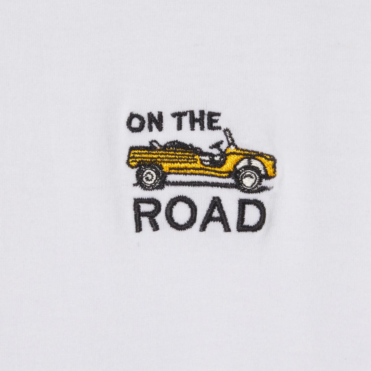 T-shirt van 100% biologisch katoen Roadtrip - Wit, Mehari-borduursel