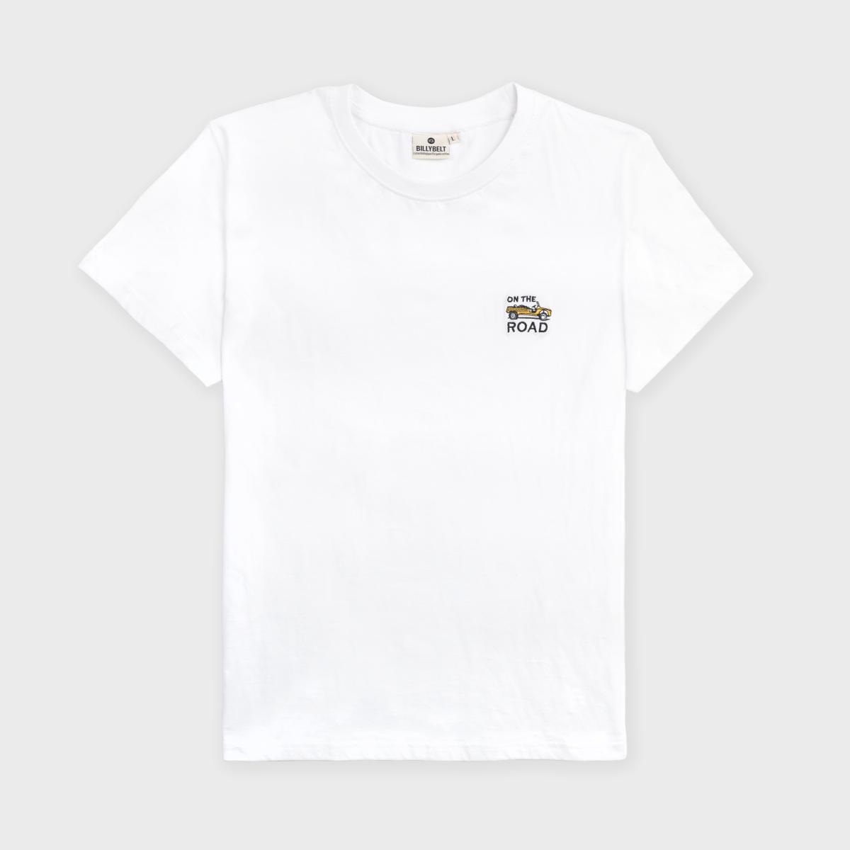 T-shirt van 100% biologisch katoen Roadtrip - Wit, Mehari-borduursel