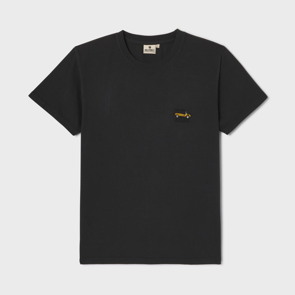 T-shirt van 100% biologisch katoen Roadtrip - Zwart, Mehari-borduursel