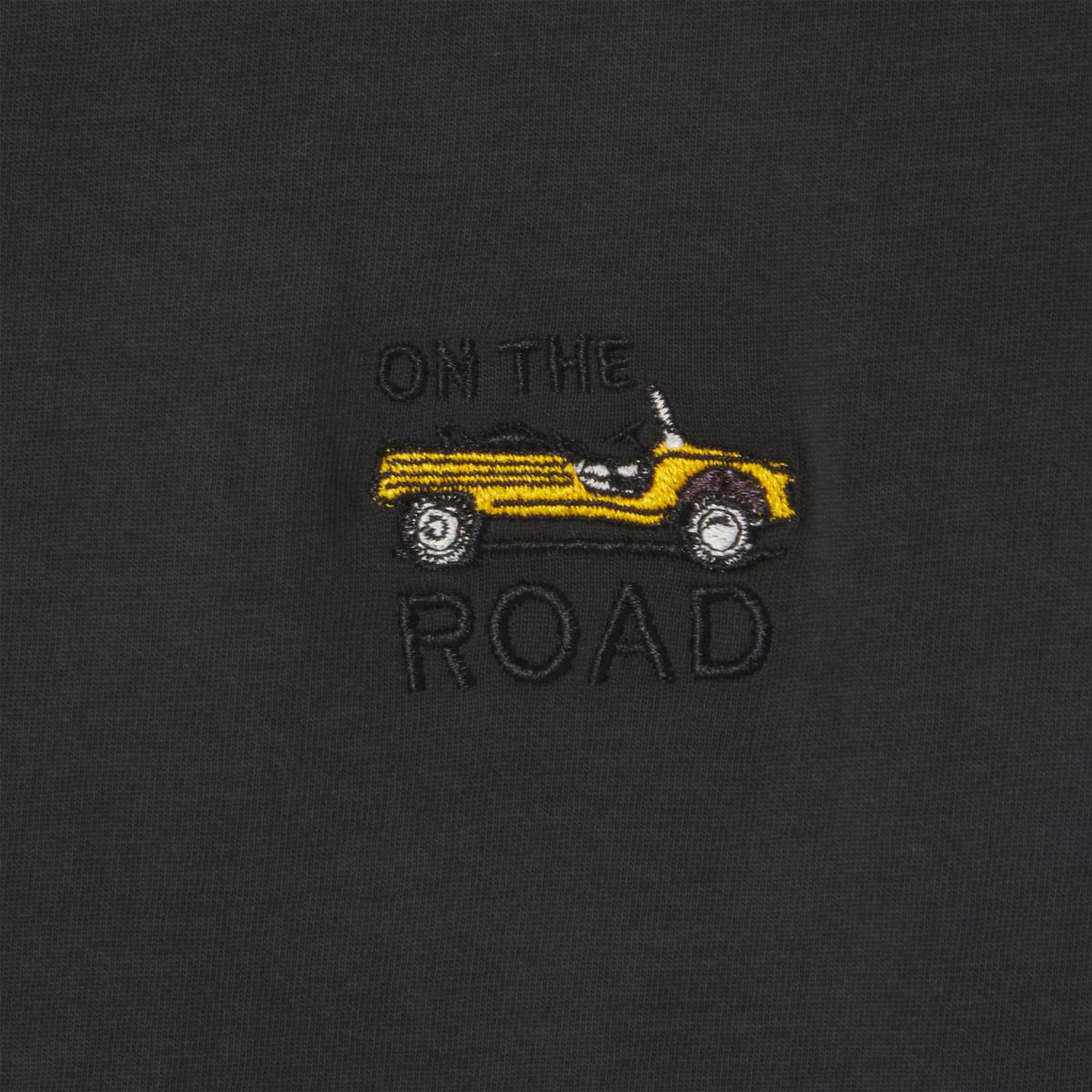 T-shirt en 100% coton bio Roadtrip - Noir, broderie Mehari