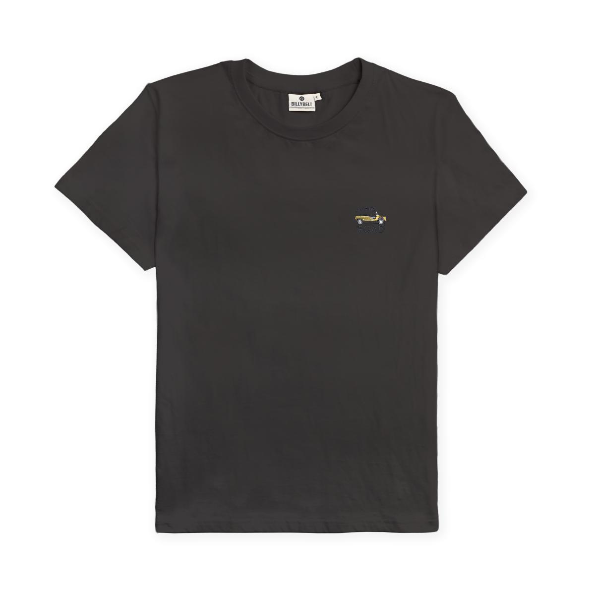 T-shirt van 100% biologisch katoen Roadtrip - Zwart, Mehari-borduursel