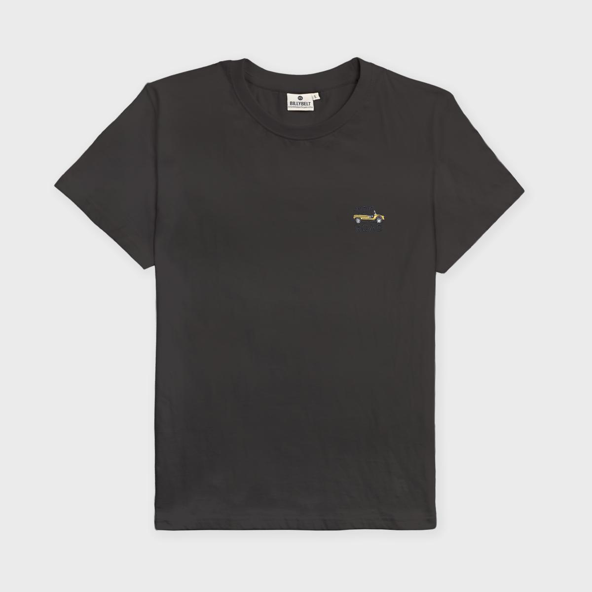 T-shirt van 100% biologisch katoen Roadtrip - Zwart, Mehari-borduursel