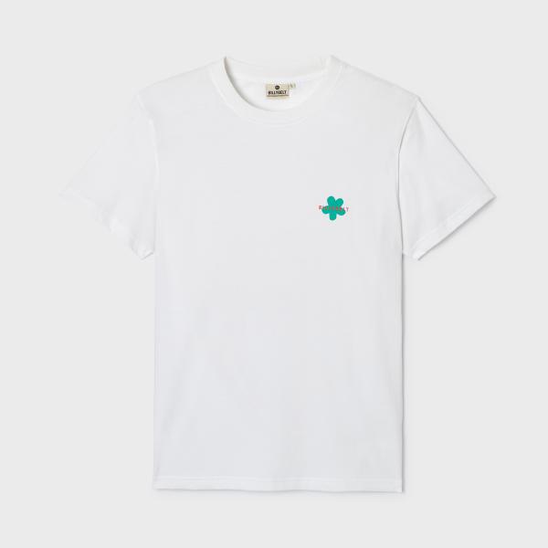 T-shirt van 100% biologisch katoen vintage - Wit, bloemenprint