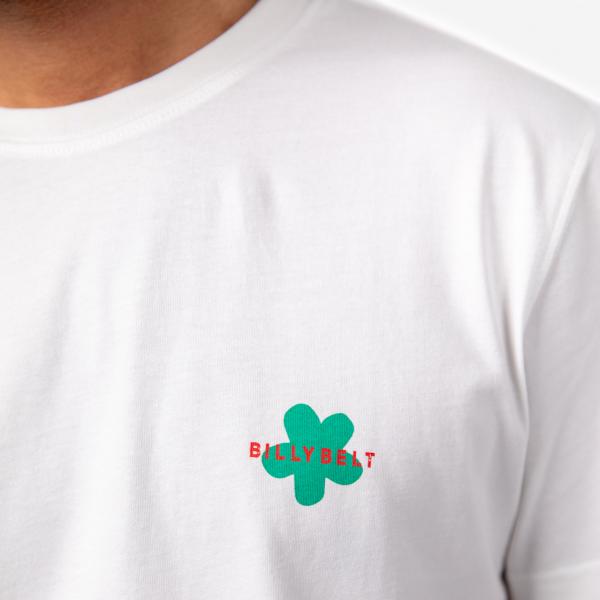 T-shirt van 100% biologisch katoen vintage - Wit, bloemenprint