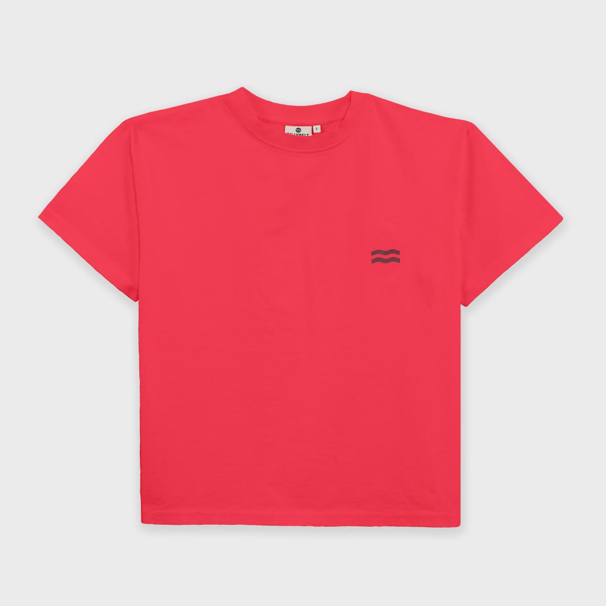 Dames-T-shirt van 100% biologisch katoen - Rood, zonneprint