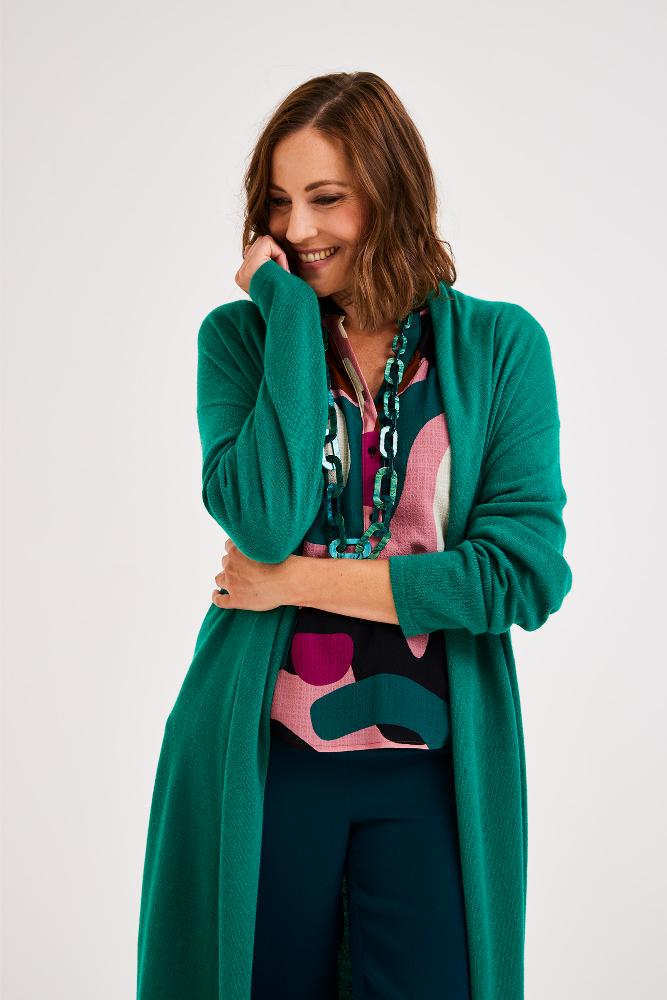 Mayerline - Gebreid Vest - Azure - Cadmium Green