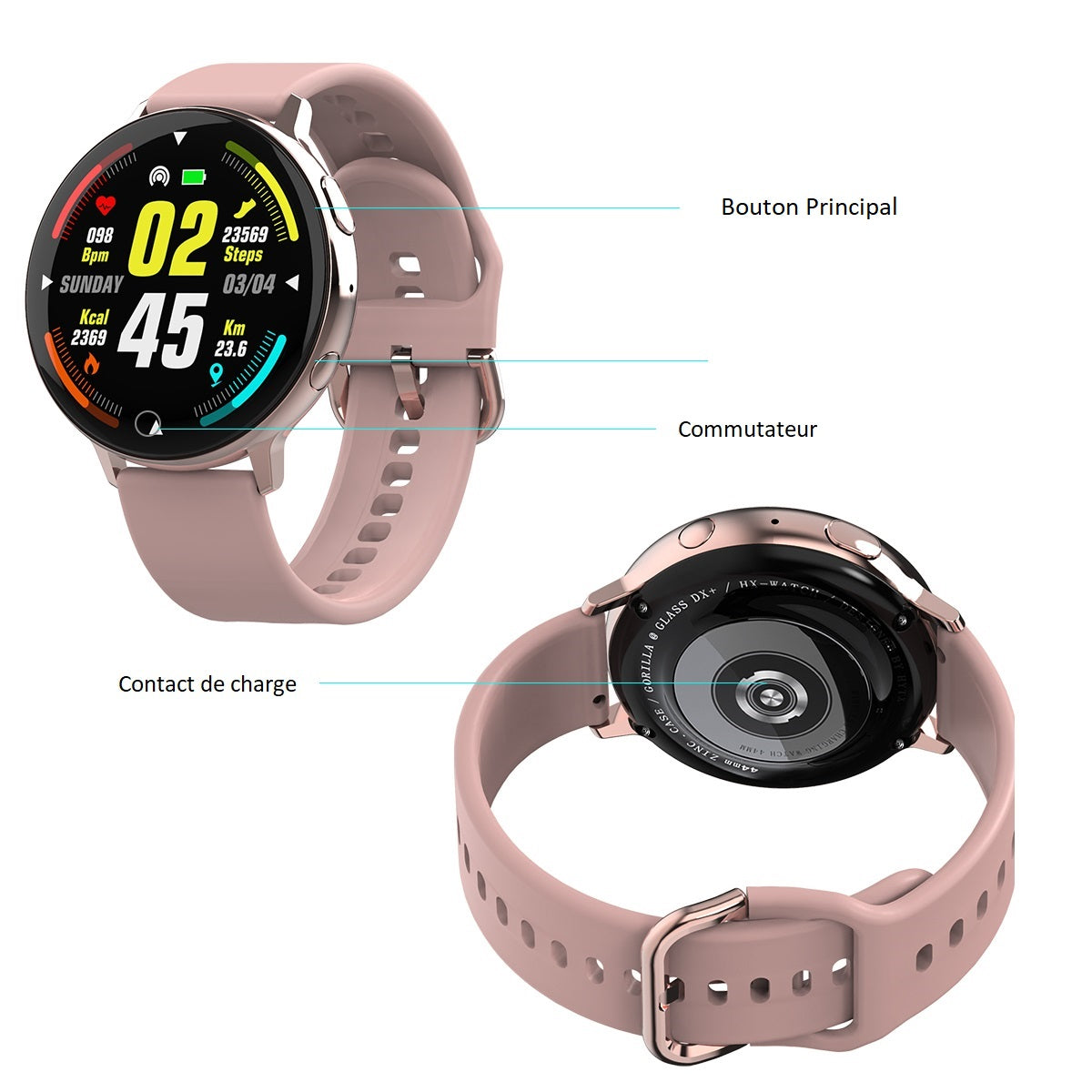 Montre Connectee  Multifonctions - Rose
