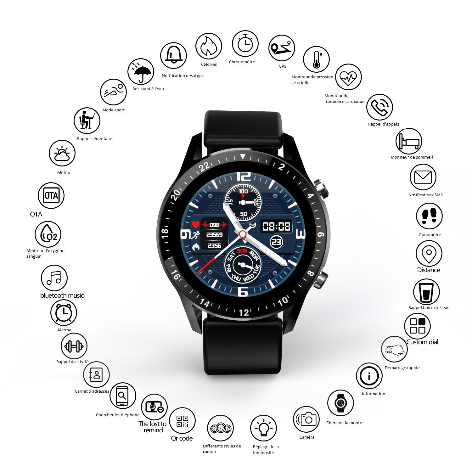 Multifunctionele Smartwatch - Zwart