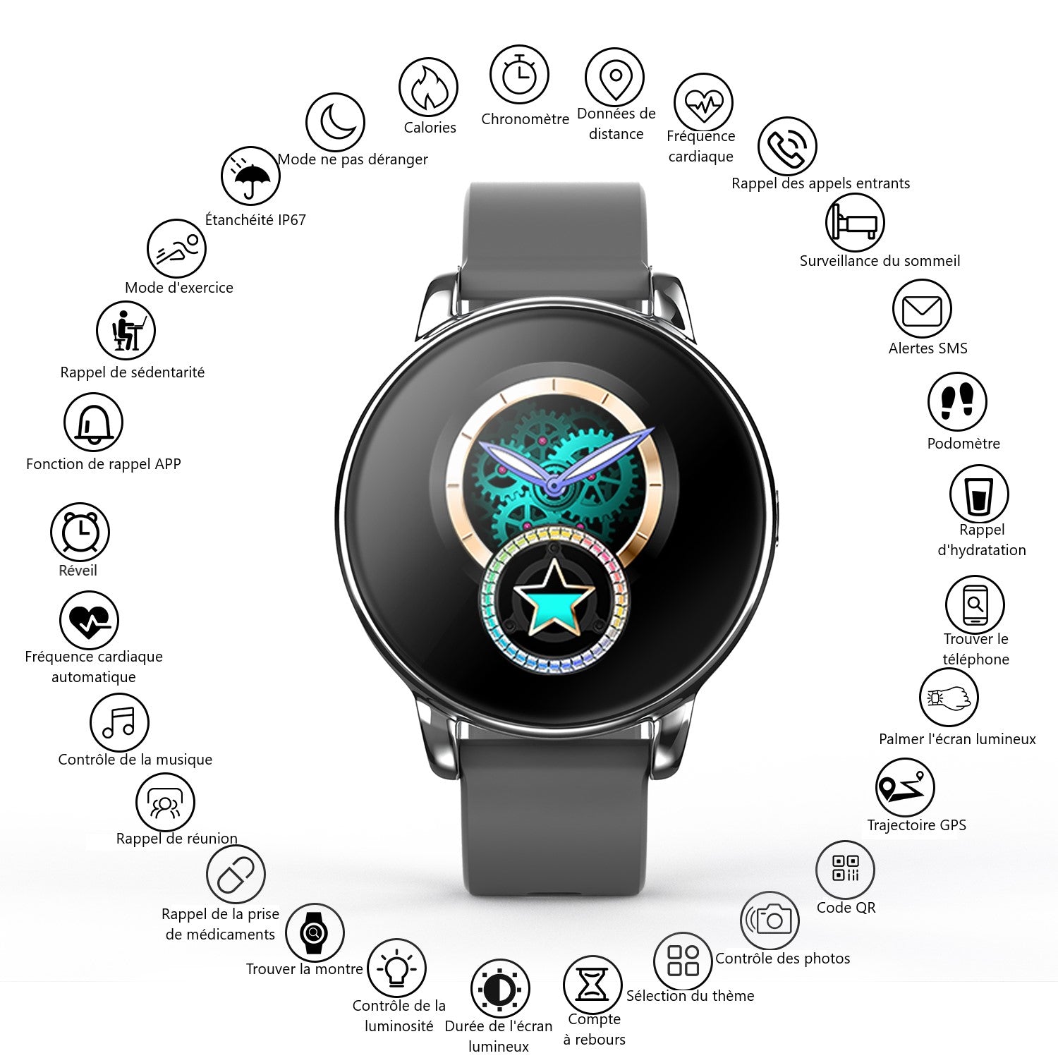 Multifunctioneel Horloge - Grijs