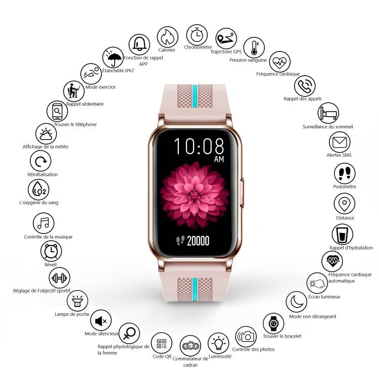 Multifunctioneel Horloge - Roos