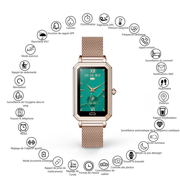 Montre Connectee Multifonctions - Or