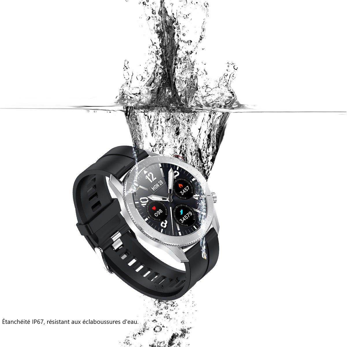 Montre Connectee Multifonctions - Noir/Argent