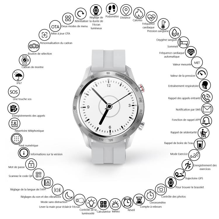 Multifunctioneel Horloge - Grijs