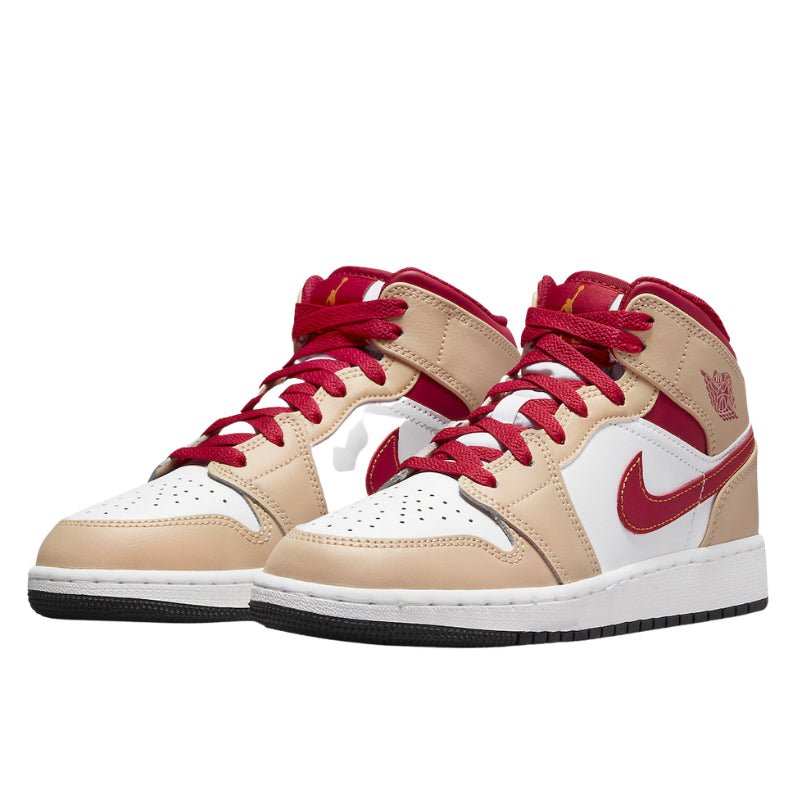 Air Jordan - Air Jordan 1 Mid Light Curry Cardinal - White Onyx/White/Cardinal Red/Light Curry