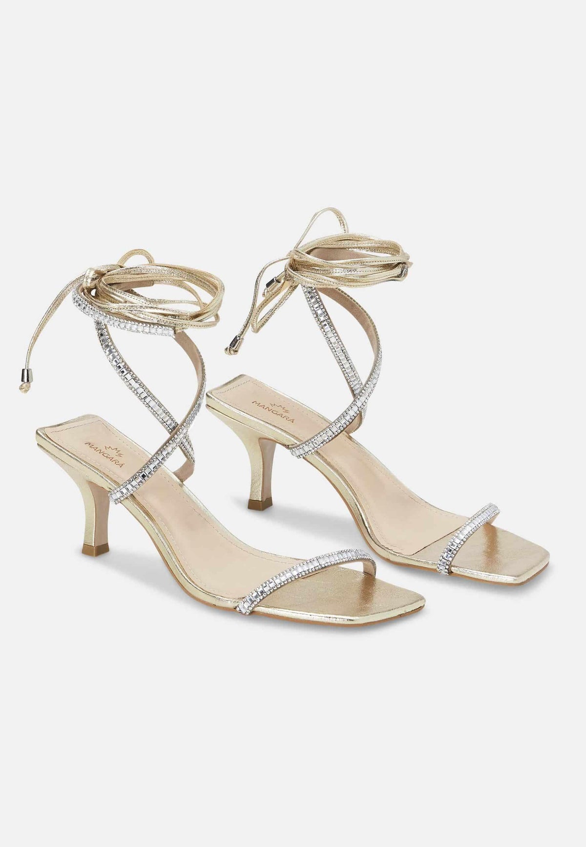 Aroeira Enkelbandjes Sandalen met Hakken - Mangará - Gouden
