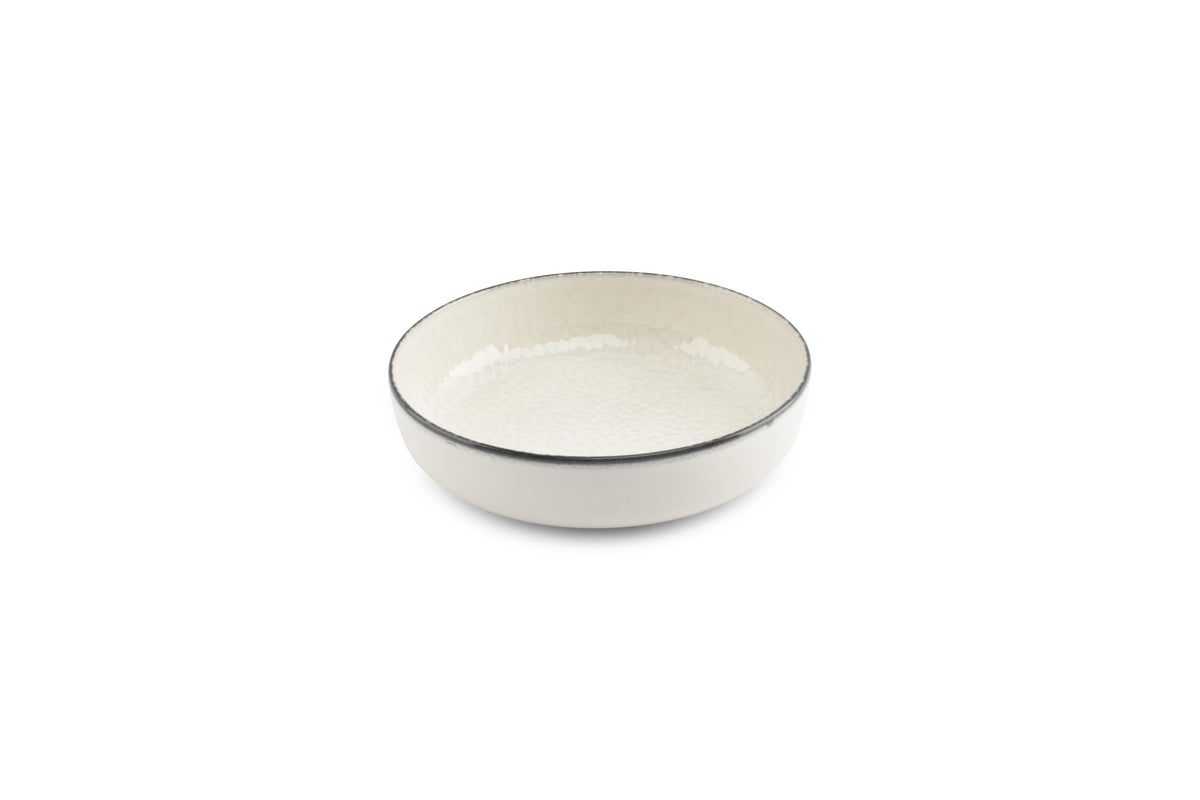 Ona - Deep plate 18,5xH5cm white Gravel - set/2