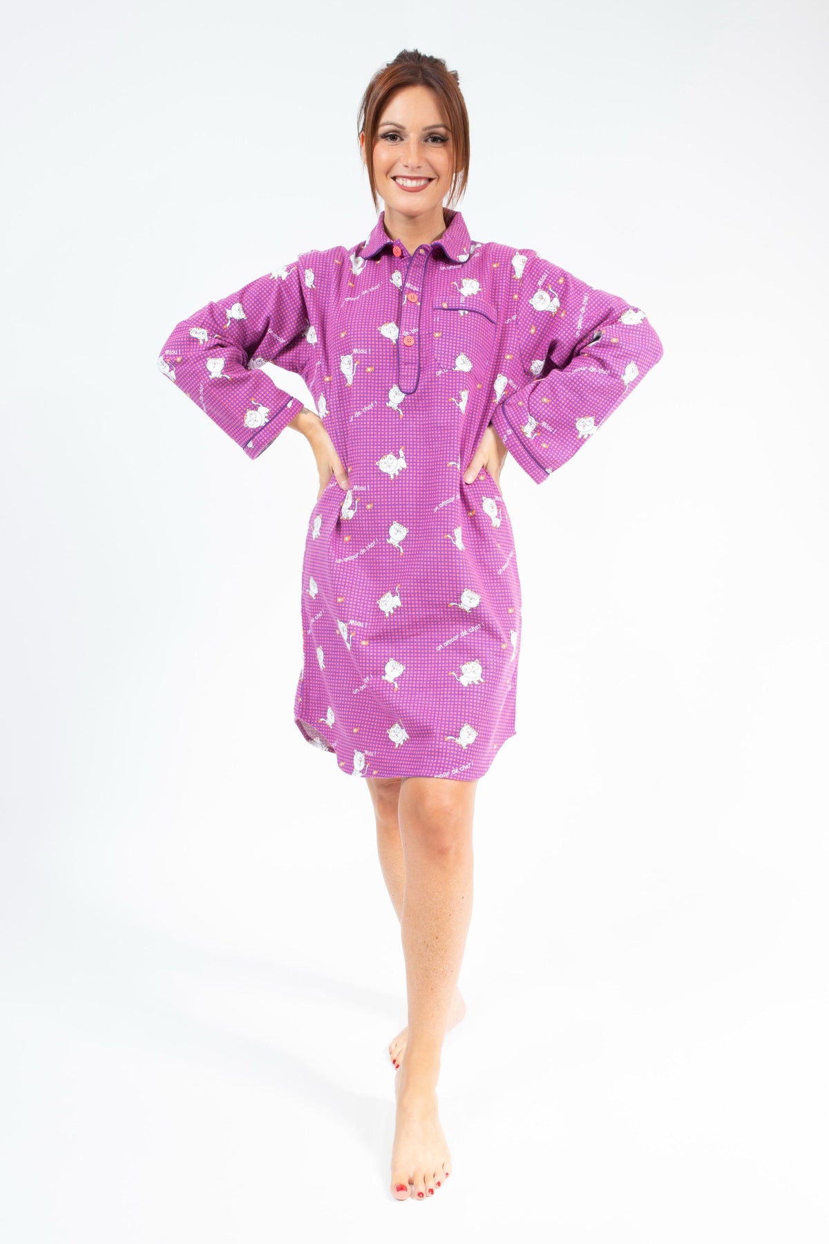 Nachthemd Flanel Vrouw Blue