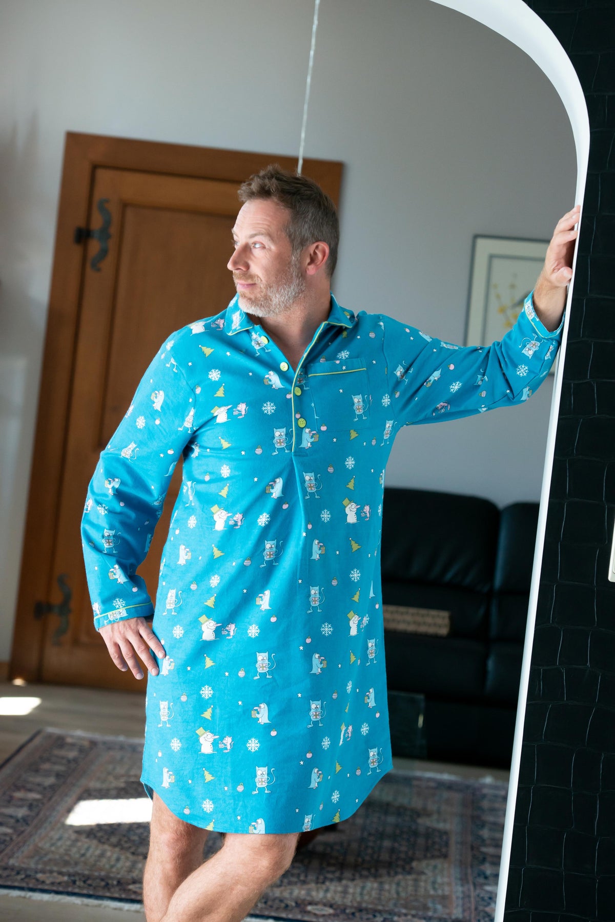 Nachthemd Flanel Man Blue