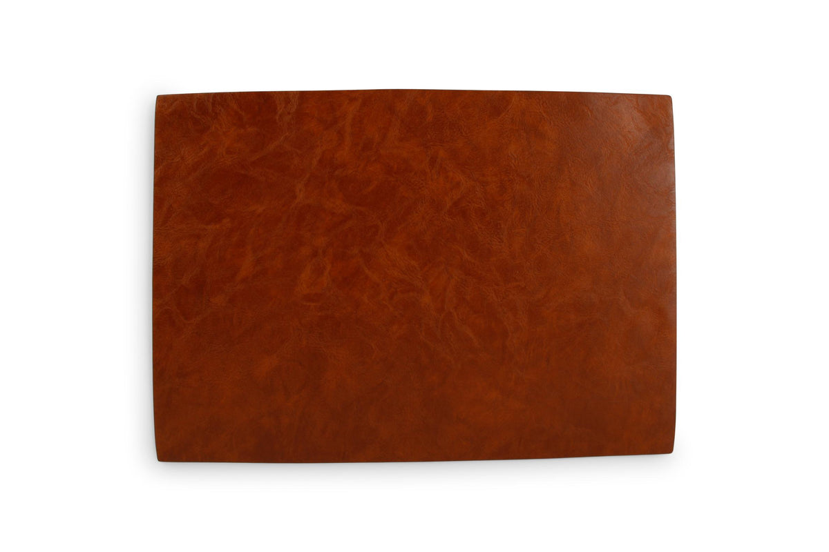 S&P - Placemat 43x30cm lederlook cognac vague Tabletop - 1 SET - 4 stuks