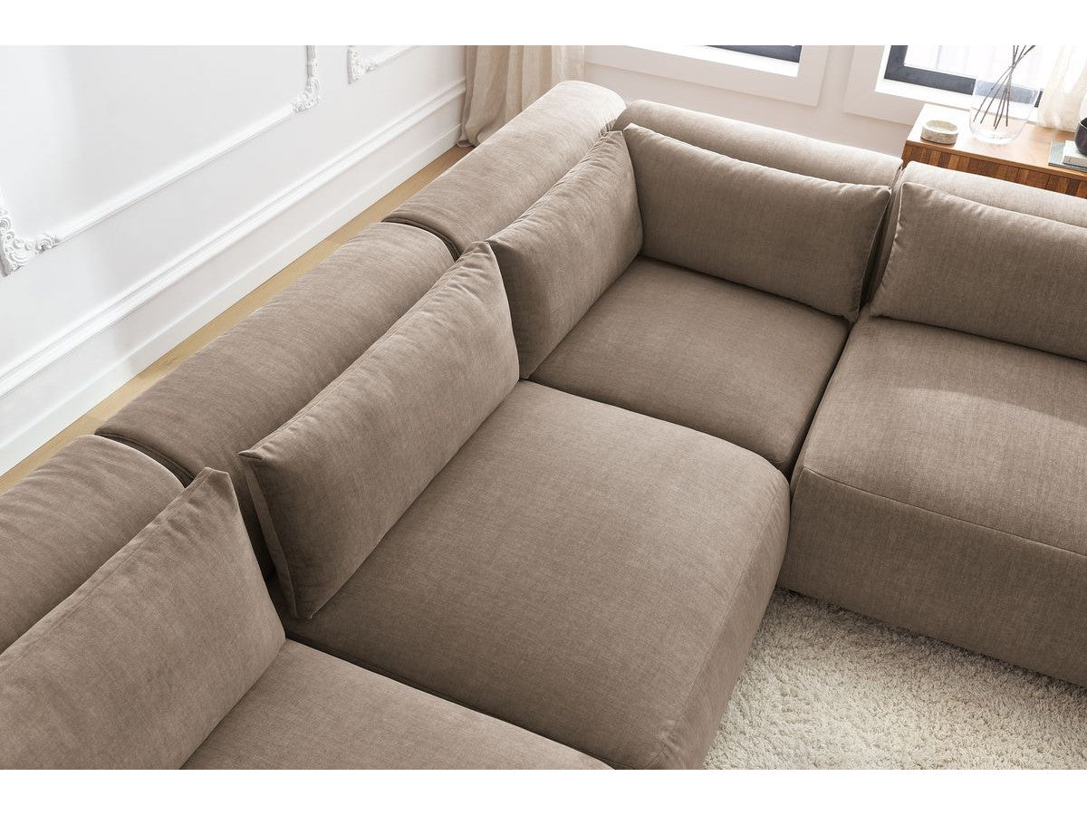 Vast modulaire hoekbank JEANNE fluwelen stof met 4 stoelen en 1 hoekelement
