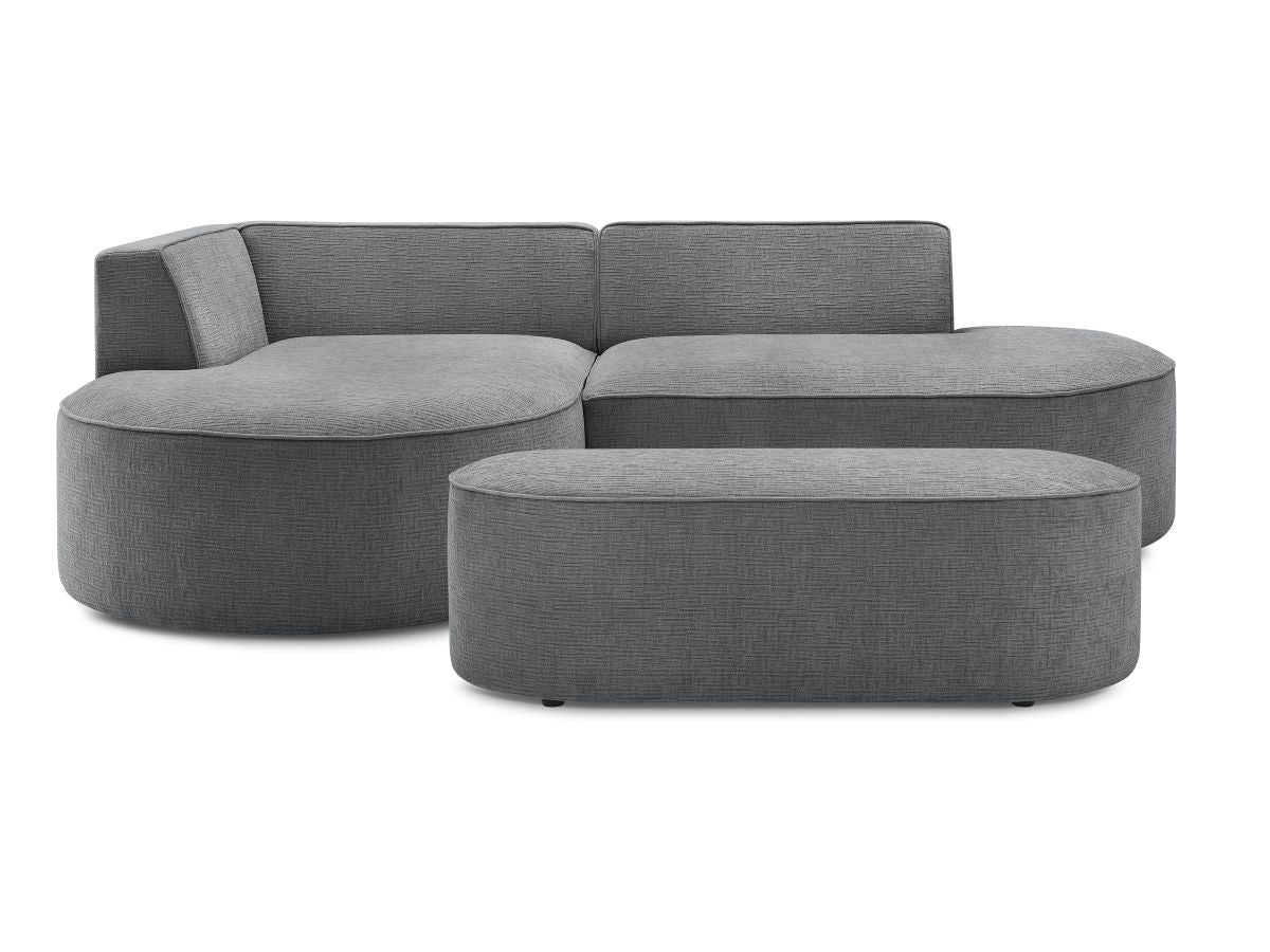 Canapé d'angle fixe ROUSSEAU tissu texturé avec pouf