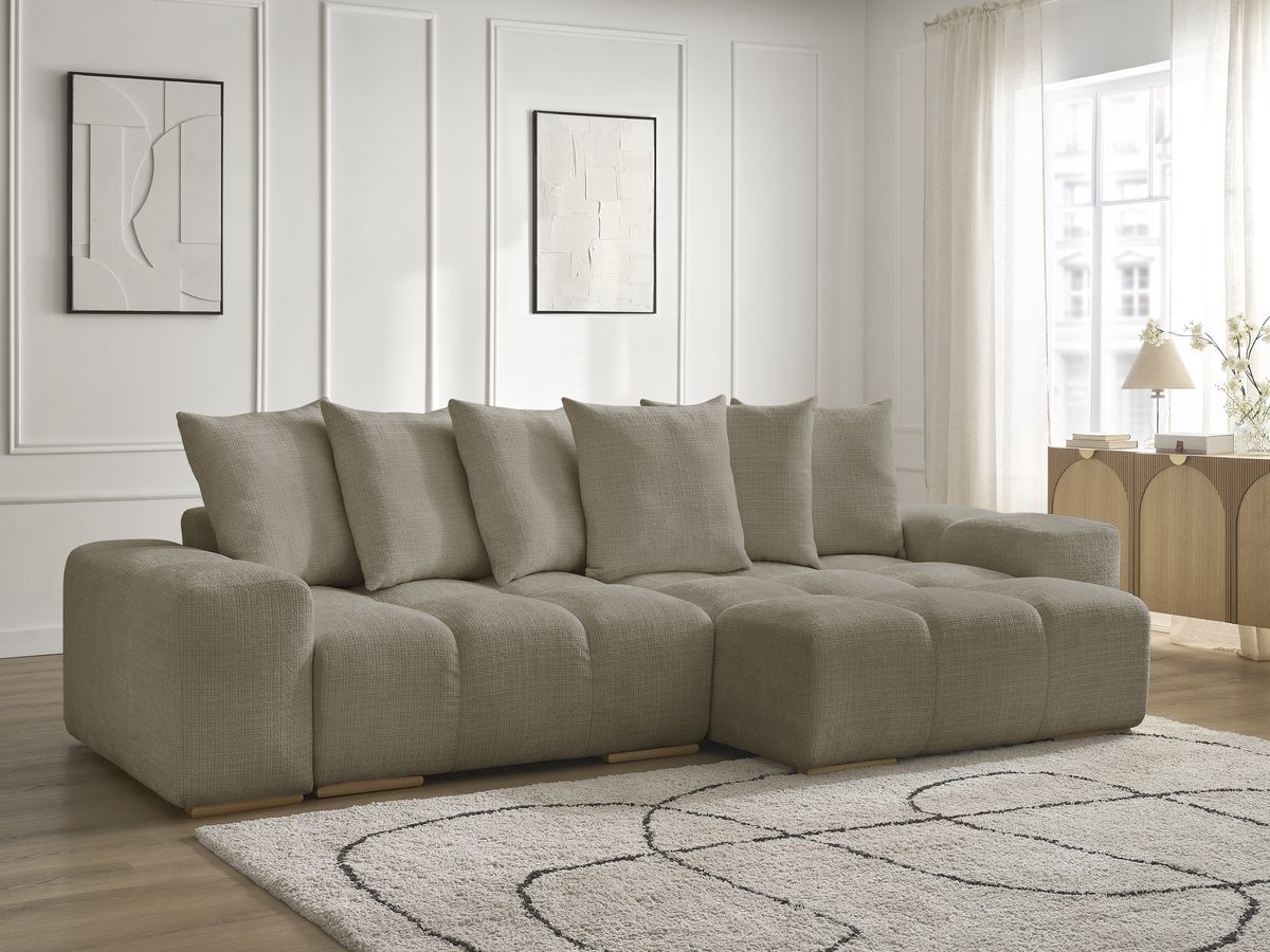 Canapé d'angle réversible convertible coffre ANAKIN tissu texturé