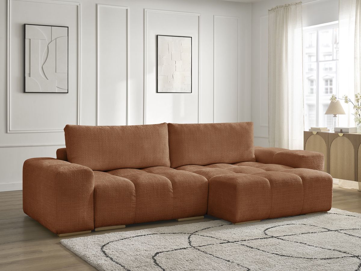 Canapé d'angle réversible convertible coffre ANAKIN tissu texturé