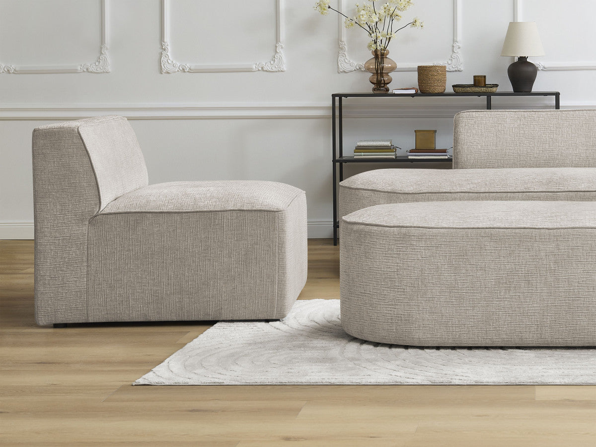 1-zits fauteuil voor modulaire bank ROUSSEAU met gestructureerde stof