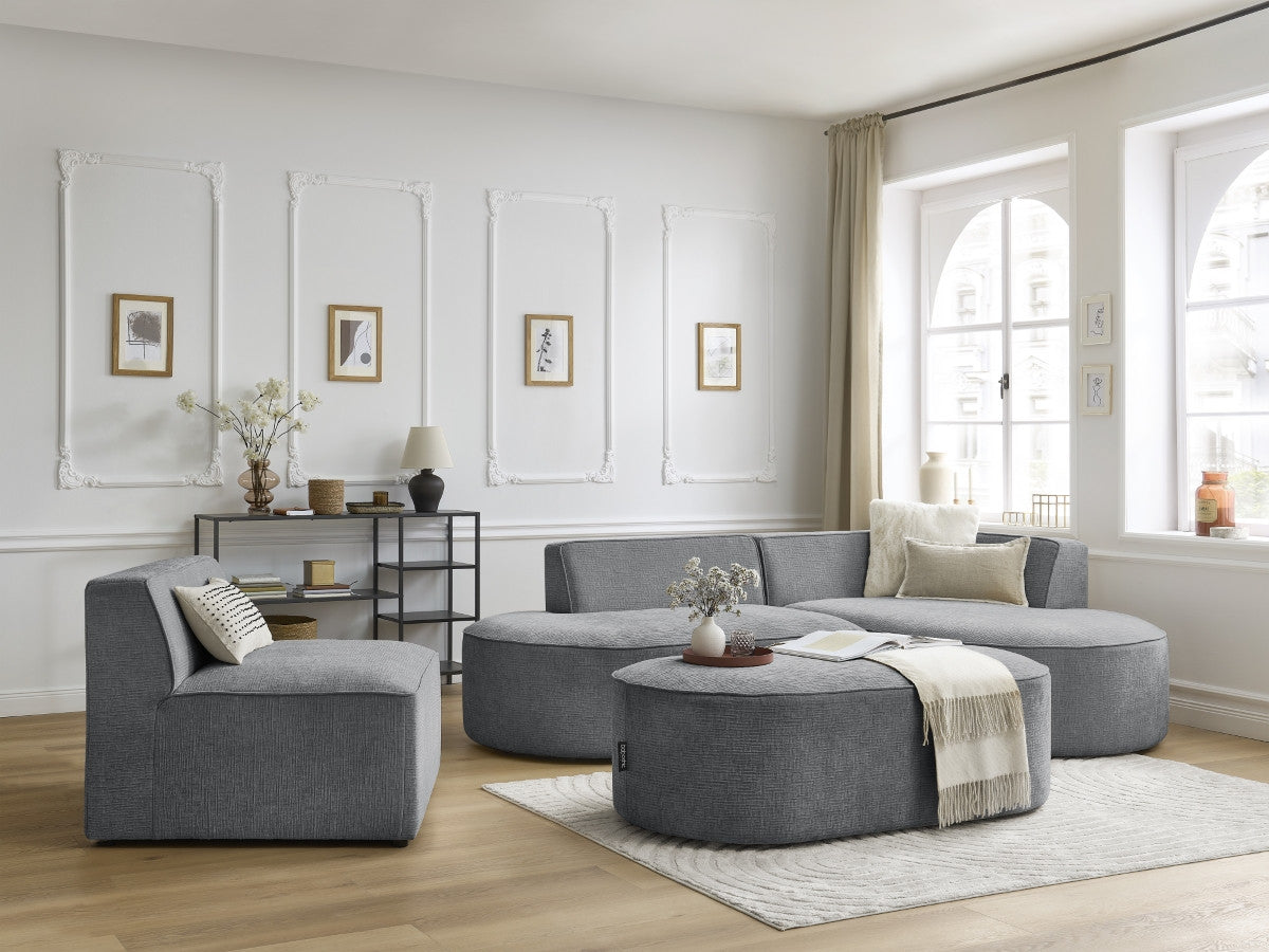 1-zits fauteuil voor modulaire bank ROUSSEAU met gestructureerde stof